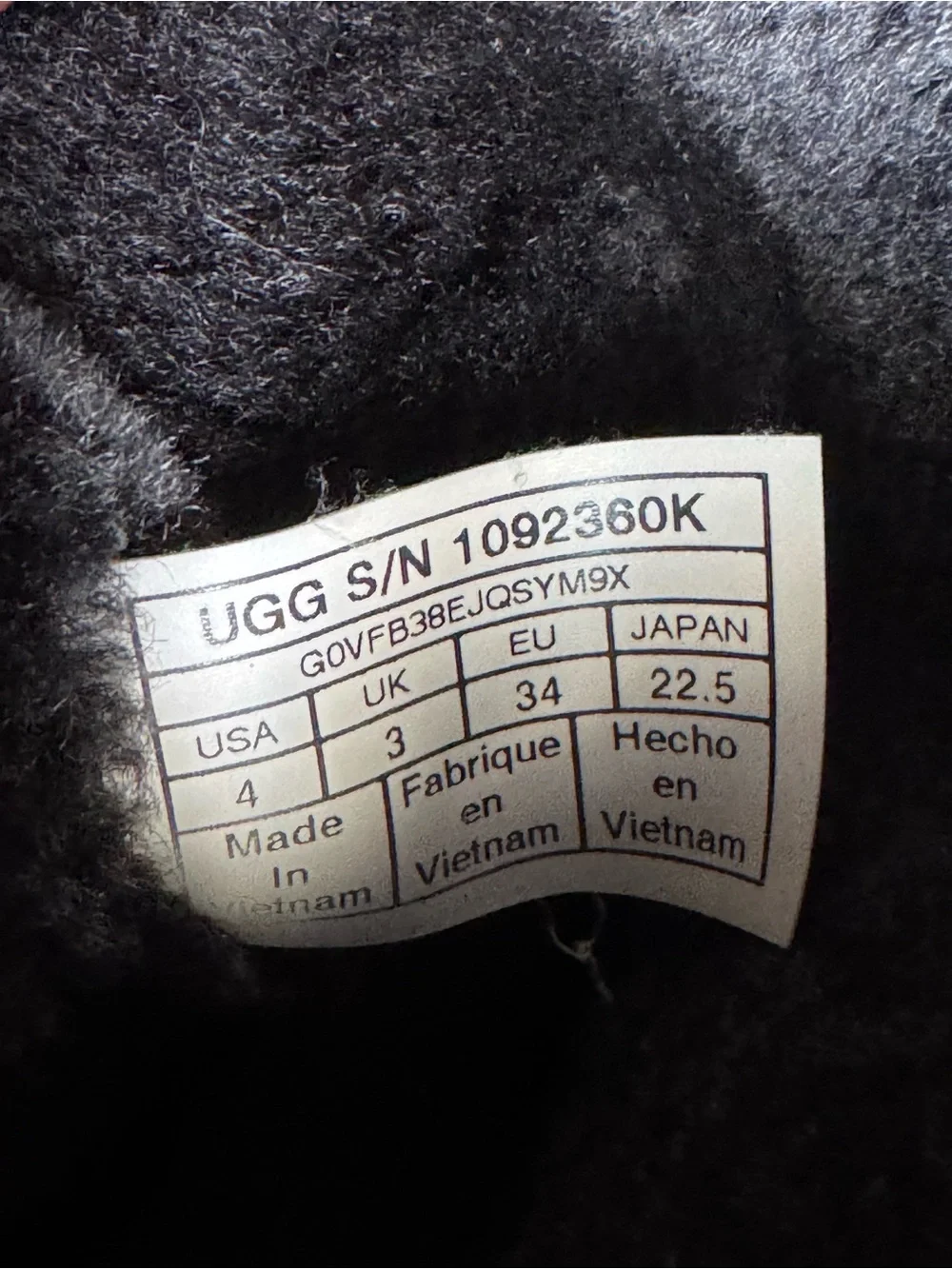 UGG Adria Suede Shearling Fur Cuff Ankle Boots Black Gray Girls Size 4